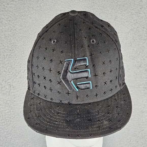 VTG 59fifty 7 3/8 ETNIES Hat All Over Print Skate 90s Y2k Fitted New Era RARE